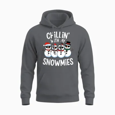 Chillin with My Snowmies Funny Snowman Christmas Kids Boys Unisex Hoodie - Charcoal