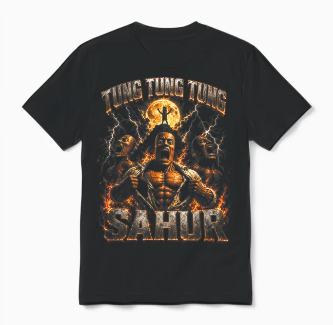 Tung Tung Sahur Funny Unisex T-Shirt in Black