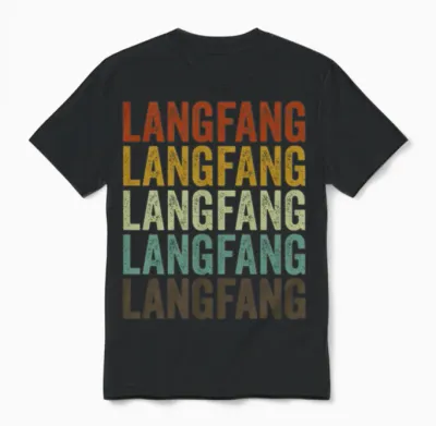 Langfang China Retro Vintage Unisex T-Shirt - Black