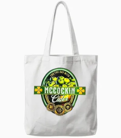 Vintage Maccockin Cider Funny St Patrick's Day Tote Bags - White