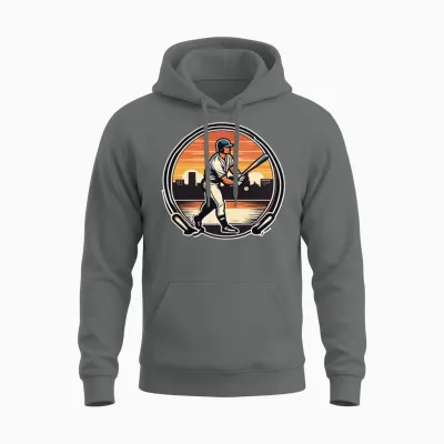 Baseball Retro Baseball Sunset Unisex Hoodie - Graphite Heather