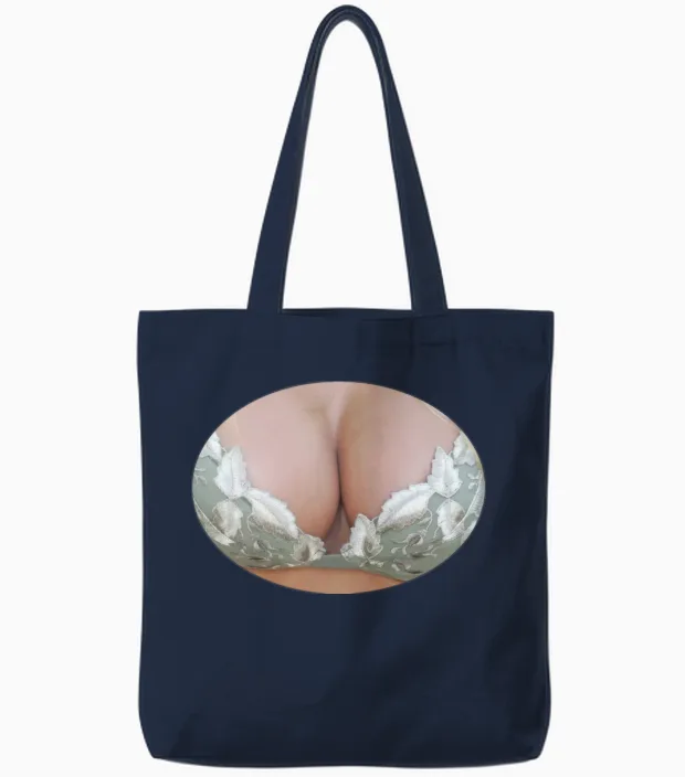 Fake Boobs Tote Bags in Navy