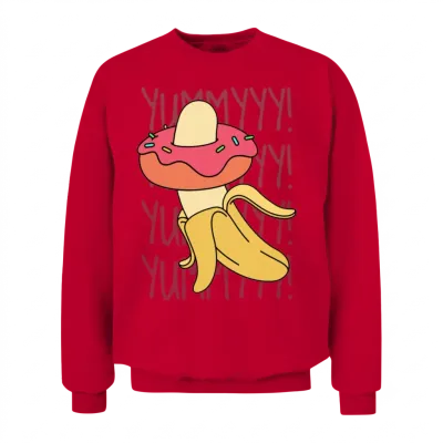 Banana Donut Yummy Delicious Funny Unisex Sweatshirt - Red