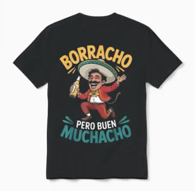 Borracho Pero Buen Muchacho Mexiko Lustiges Mexikanisches Trinken Unisex T-Shirt - Black