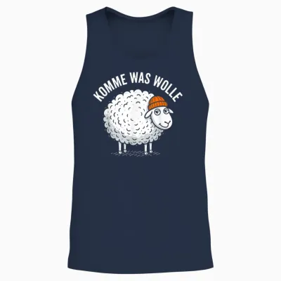 Komme Was Wolle Funny Sheep German Humor Animal Pun Unisex Tank Top - Navy