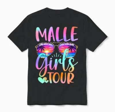 Malle Girls Tour Palmen Sonnenbrille Mallorca Urlaub Unisex T-Shirt - Black