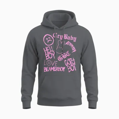 Lil Emo Rap Goth Peep Hip Hop Tattoo Unisex Hoodie - Charcoal