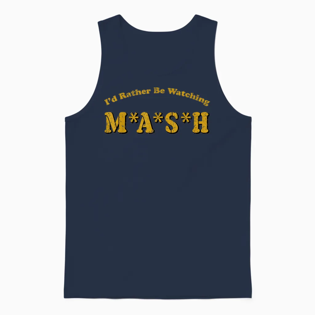 Vintage I'd Rather Be Watching Mash Unisex Tank Top in Navy