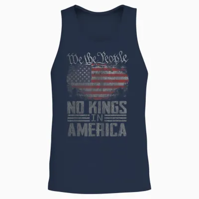 No Kings in America Us Flag Vintage Men Women Unisex Tank Top - Navy