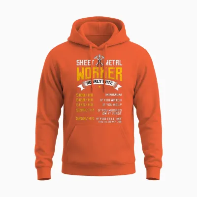 Sheet Metal Worker on Back Of Unisex Hoodie - Orange