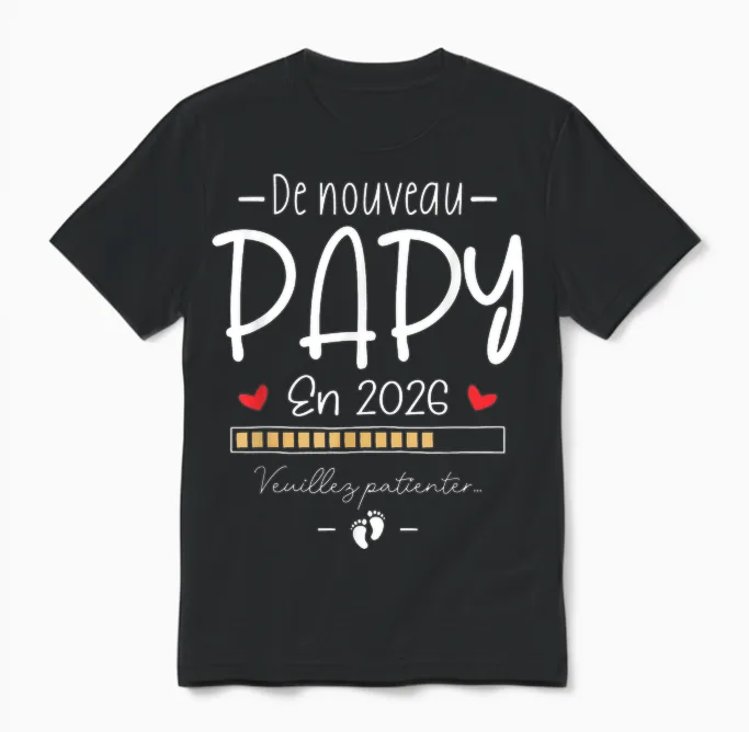 Humour Announcement Grandpa Pregnancy Grandpa Encore Papi 2026 Unisex T-Shirt in Black