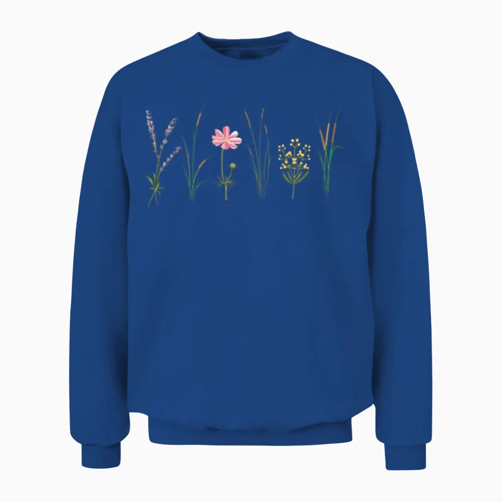 Wild Flower Floral & Botanical Gift Unisex Sweatshirt in Royal