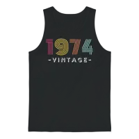 Retro 1974 Striped Vintage Unisex Tank Top - Black – 1