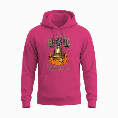 Ac/dc Hells Bells Bell with Flames and Logo Unisex Hoodie - Heliconia