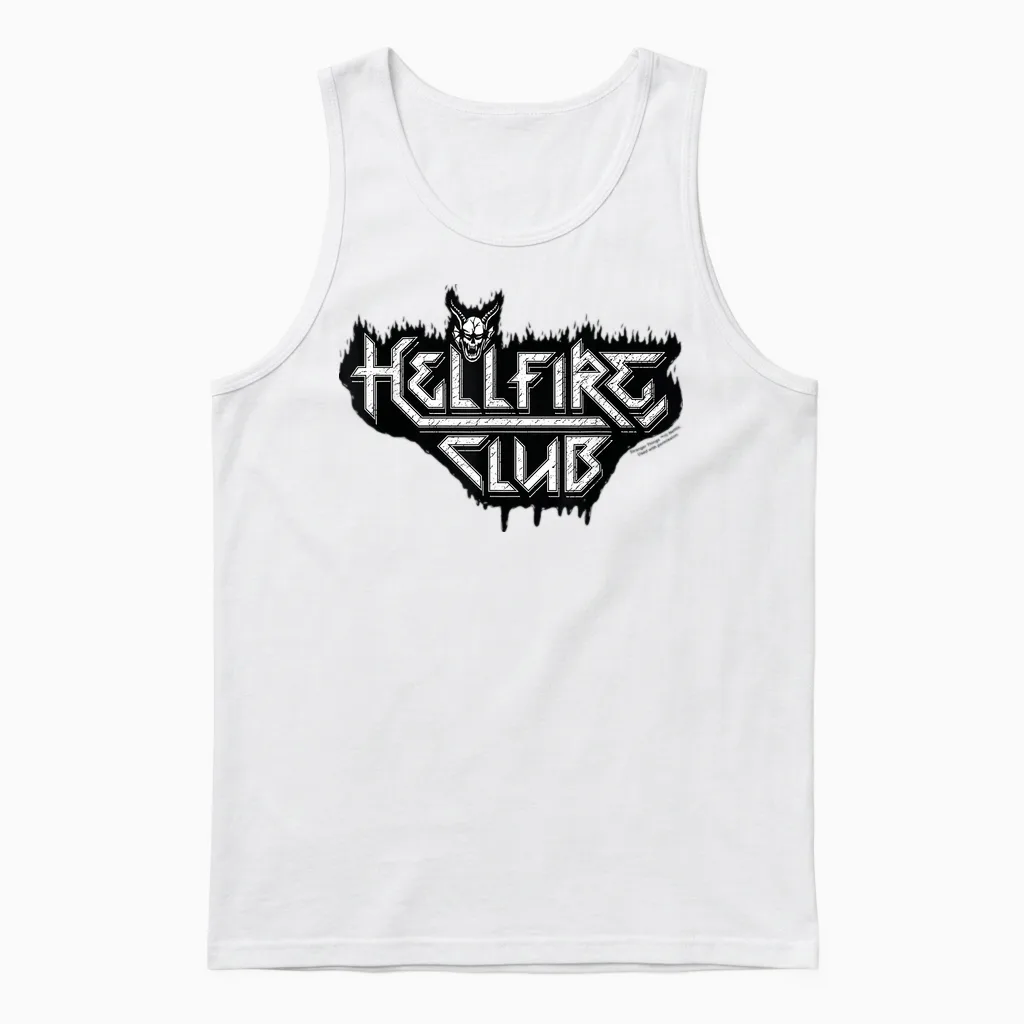 Stranger Things Hellfire Club Logo Black and White T-Shirt, Grey, S Unisex Tank Top in White