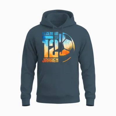 12th Birthday Retro Football Player 12 Years Boy Kids T-Shirt, Black, S Unisex Hoodie - Dark Heather