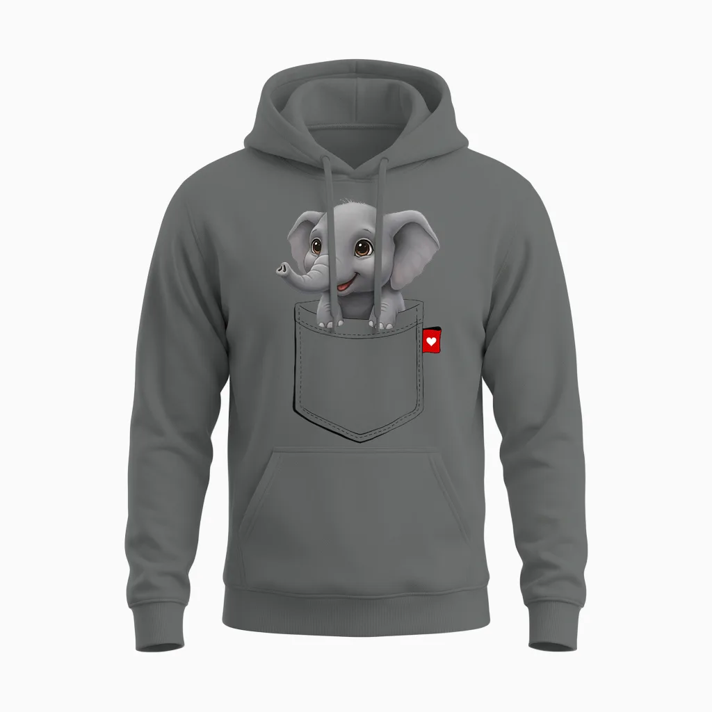 Elefant in Der Tasche Guckt Süßer Tier-Elefant Unisex Hoodie in Graphite Heather
