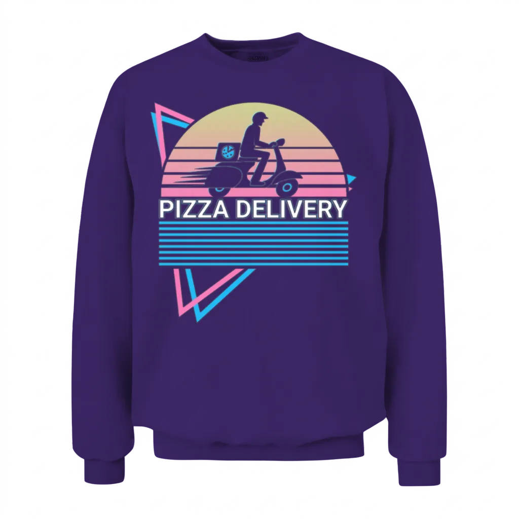 Pizza Delivery Retro Unisex Sweatshirt - Purple