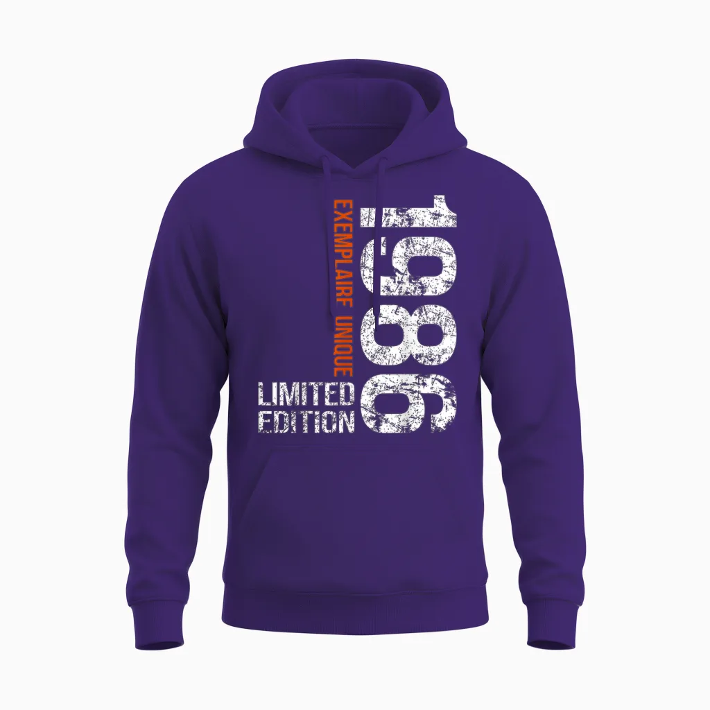 40th Anniversary 1986 Vintage 40 Years Men Vintage 1986 Unisex Hoodie in Purple