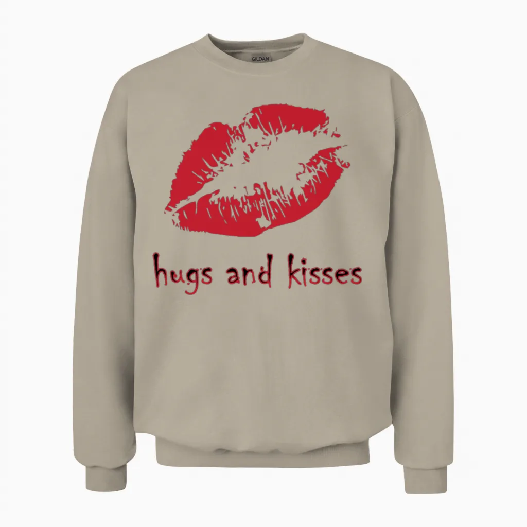 Hugs and Kisses Unisex Sweatshirt in Sand