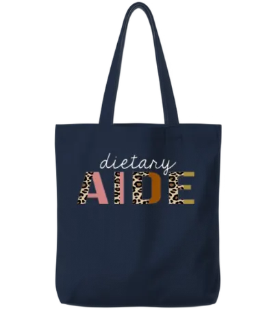 Dietary Aide Leopard Print Funny Gift Tote Bags - Navy
