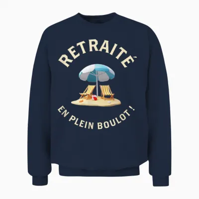 Gift Retirement Man Humor Retirement in Full Boulot Unisex Sweatshirt - Navy