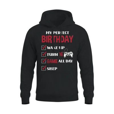 Boys 16th Birthday Funny 16th Birthday Gift Unisex Hoodie - Black