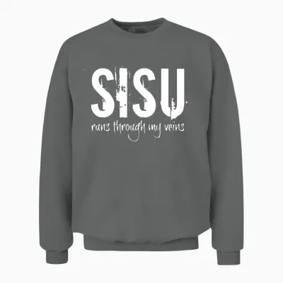 Sisu Runs Through My Veins Finland Finnish Novelty Unisex Sweatshirt - Graphite Heather