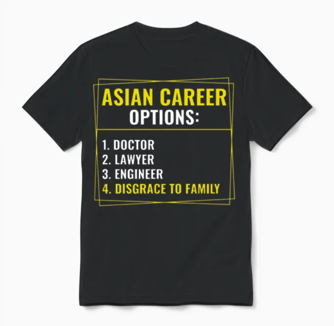 Funny Asian Career Options Joke Sarcastic Unisex T-Shirt in Black