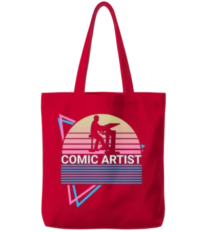 Comic Artist Retro Tote Bags - Red