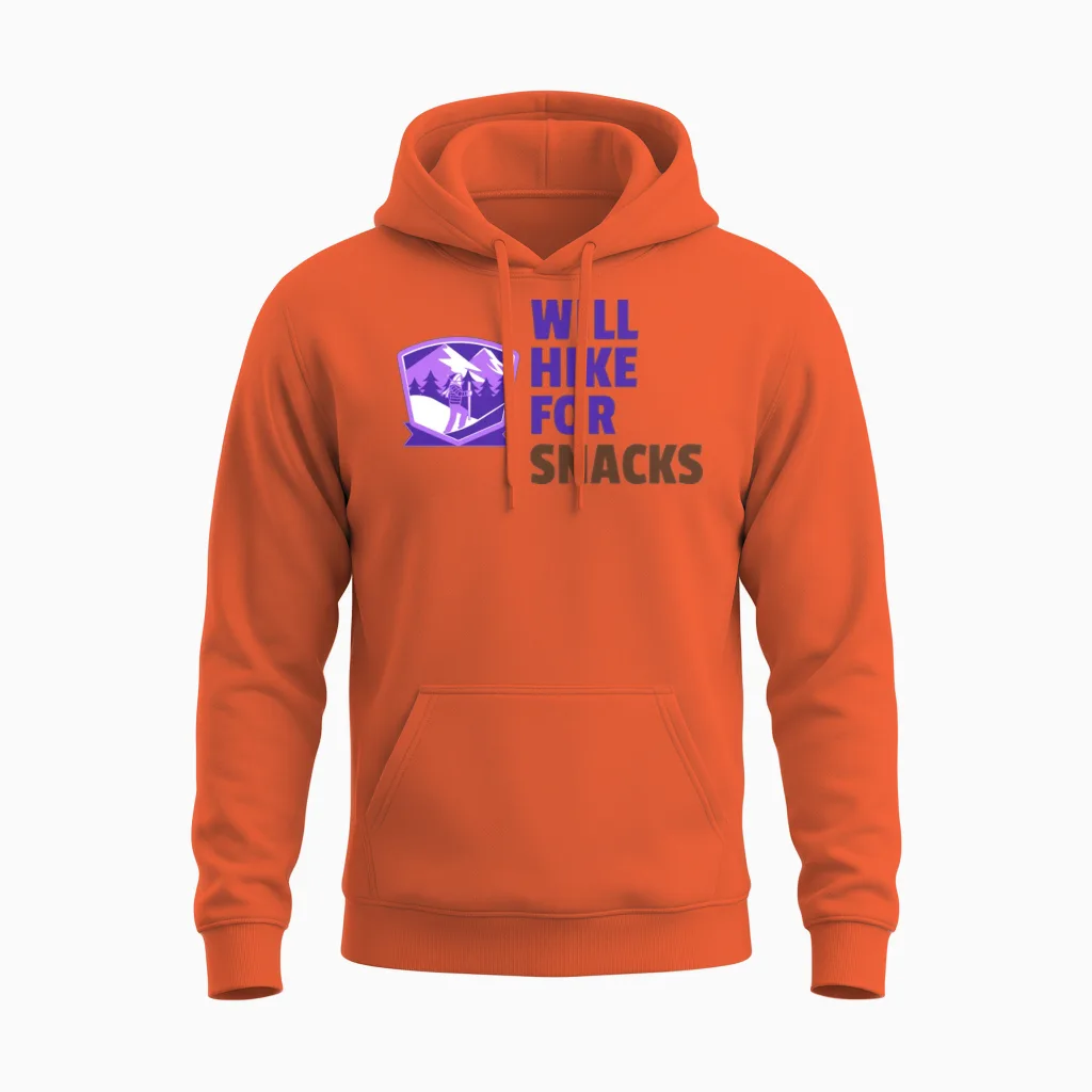 Will Hike for Snacks - Hiking Unisex Hoodie in Orange