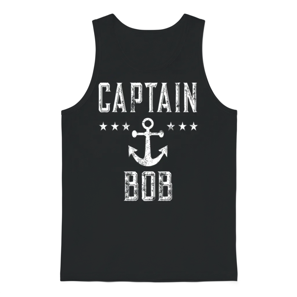 Boating Captain Retro Captain Bob Unisex Tank Top - Black