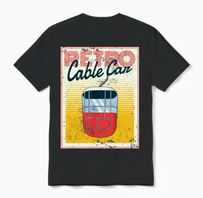 Retro Cable Can Unisex T-Shirt - Black