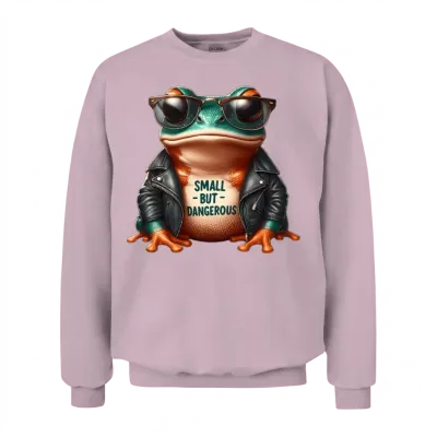 Small but Dangerous Cool Biker Frog Unisex Sweatshirt - Light Pink