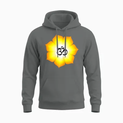 Om White Yoga Unisex Hoodie - Graphite Heather