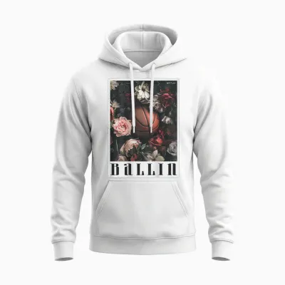 Basketball Jersey Basketball Sports Backprint Basketball T-Shirt, Black Unisex Hoodie - White