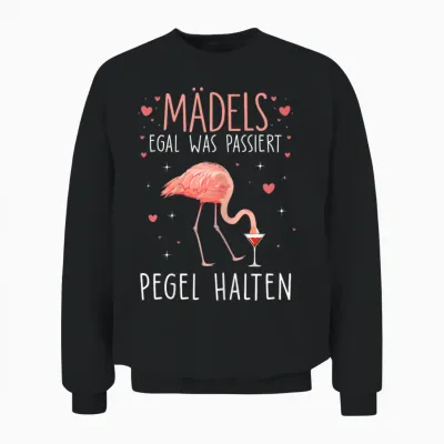 Girls Pegel Halten Mallorca Flamingo Beer Jga Malle Fun T-Shirt, Black Unisex Sweatshirt - Black