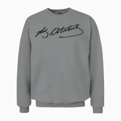 Atatürk Imza Unisex Sweatshirt - Sport Grey
