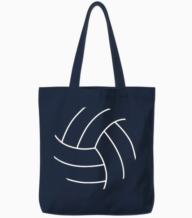 Plain Volleyball Seams Volleyball Player Tote Bags in Navy