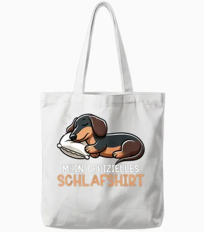 Official Dachshund Dog Sleep Shirt Funny Dachshund Dog T-Shirt, Black Tote Bags - White