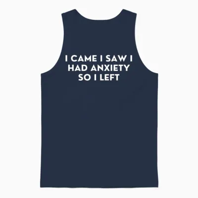 Anxiety Funny Design Unisex Tank Top - Navy