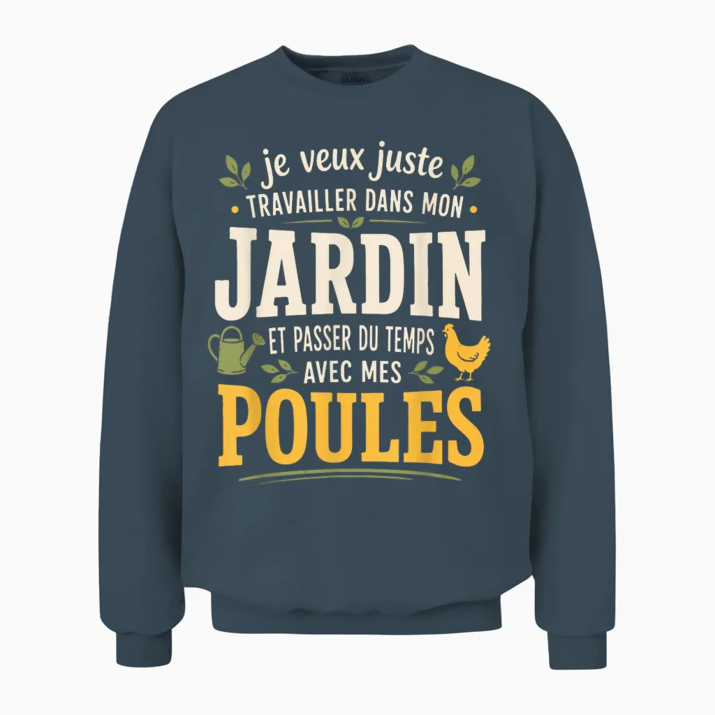 Tee Shirt Poules Humour Idée Cadeau Jardinage Original Unisex Sweatshirt in Dark Heather