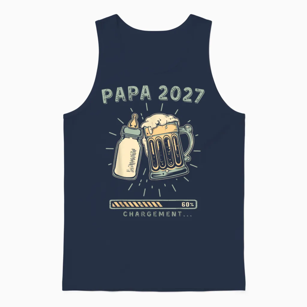 Futur Papa 2027 Chargement Annonce Bebe Bientôt Papa Unisex Tank Top in Navy