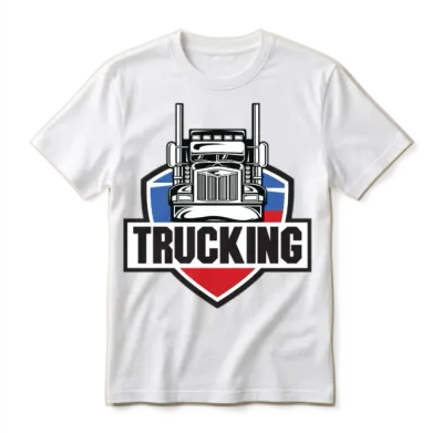 Trucking Shield Tee – Classic American Power Unisex T-Shirt - White