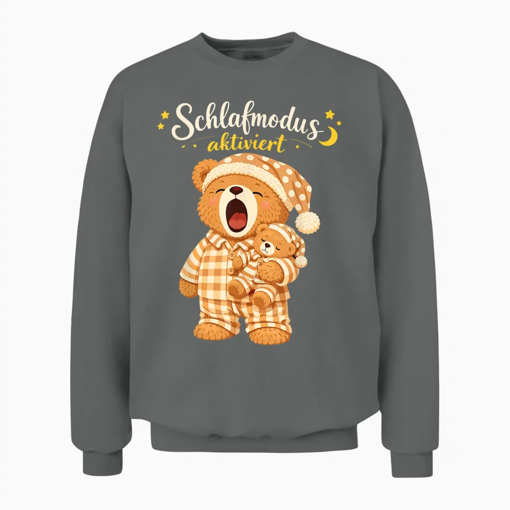 Schlafshirt Nacht Schlafen Schlafanzug Teddybär Schlaf Unisex Sweatshirt in Graphite Heather
