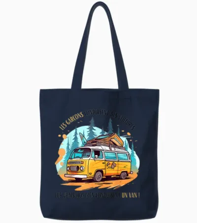 Homme Humour Chauffeur Van Humour Cadeau Van Life T-Shirt, White, S Tote Bags - Navy