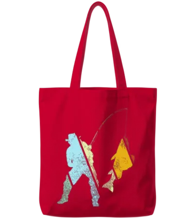 Fishing Retro Tote Bags - Red