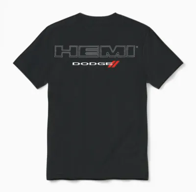 Dodge Hemi Light Wordmark Logo T-Shirt - Black, Small, Unisex, Short Sleeve, Classic Fit, Cotton Blend, Casual Modern, Automotive Theme Unisex T-Shirt - Black