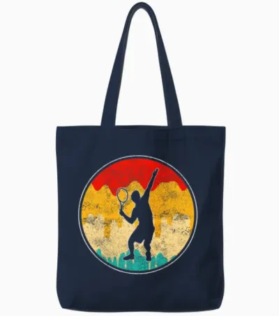 Tennis Retro Tote Bags - Navy