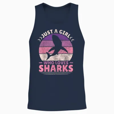 Just a Girl Who Loves Sharks Lover Shark Stuff Funny Shark Unisex Tank Top - Navy